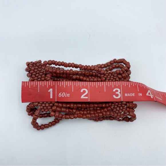 Artisan Glass Multi Strand Stretch Seed Bead Cuff Bracelet Clay Mud Earthy Tone - Picture 5 of 5